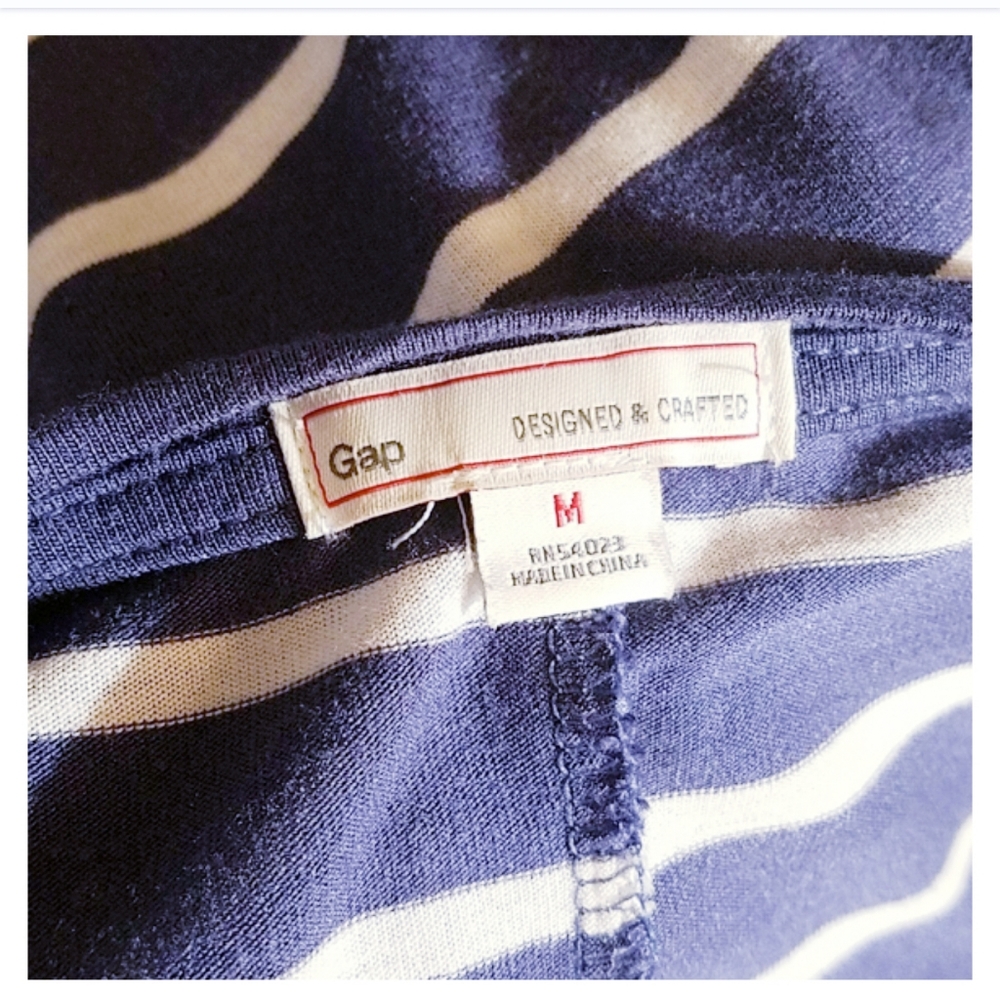 Gap Blue & White Striped Short Sleeves Top M - Picture 7 of 8